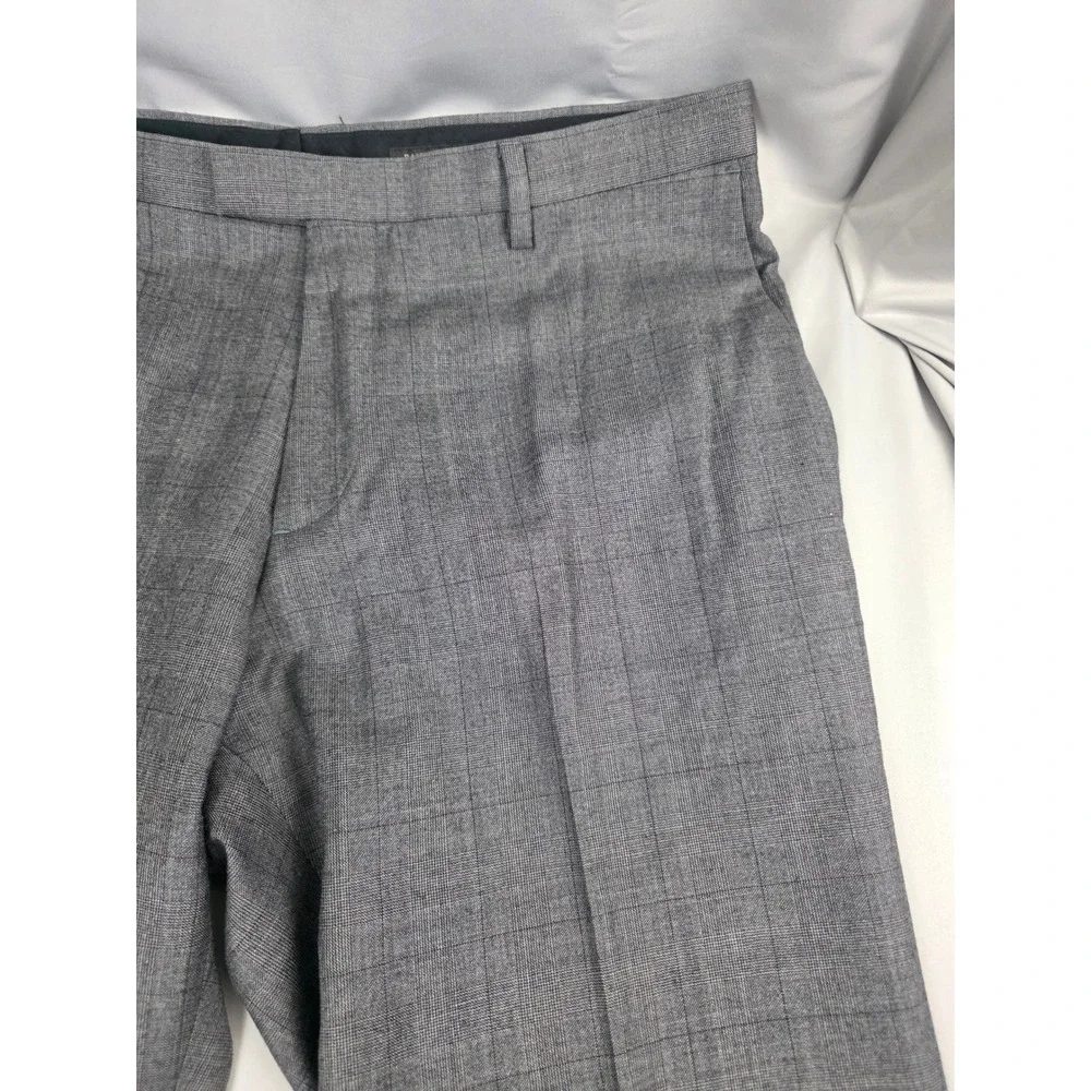 Banana Republic Modern Slim Fit Grey Glen Plaid Dress Pants Mens 36x30